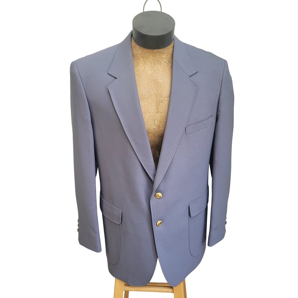 Oakton Gray Two Button Blazer Sportcoat 44R Jacket Perma Press - Picture 1 of 13